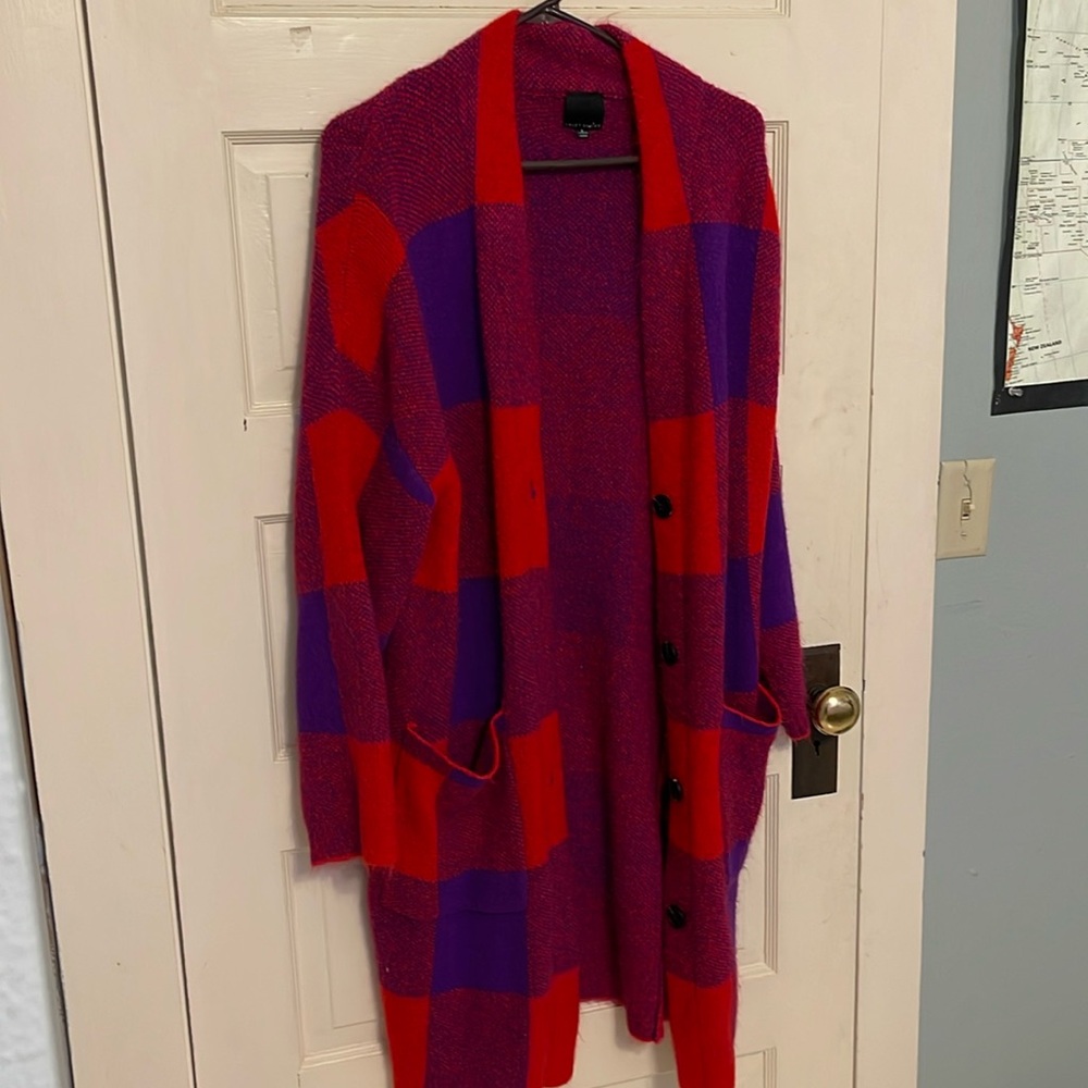Nasty Gal Long soft plaid cardigan